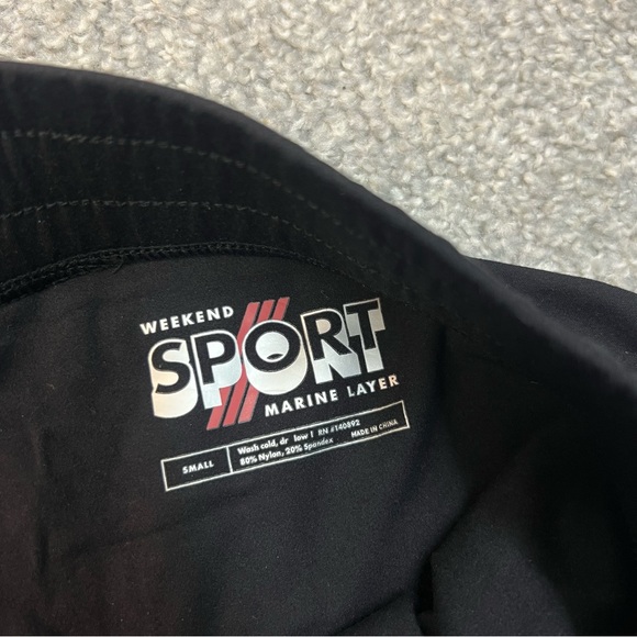 Marine Layer Pants Womens Small Black Weekend Sport Pull On Tapered Nylon Blend - Picture 6 of 9